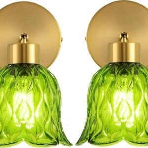 Wall Sconces Vintage Fixture Light, Vanity Lights for Bathroom, Modern Wall Light Fixtures, Metal Sconces Wall Lighting with Glass Shade, Farmhouse Wall Lamp for Bedroom Living Room